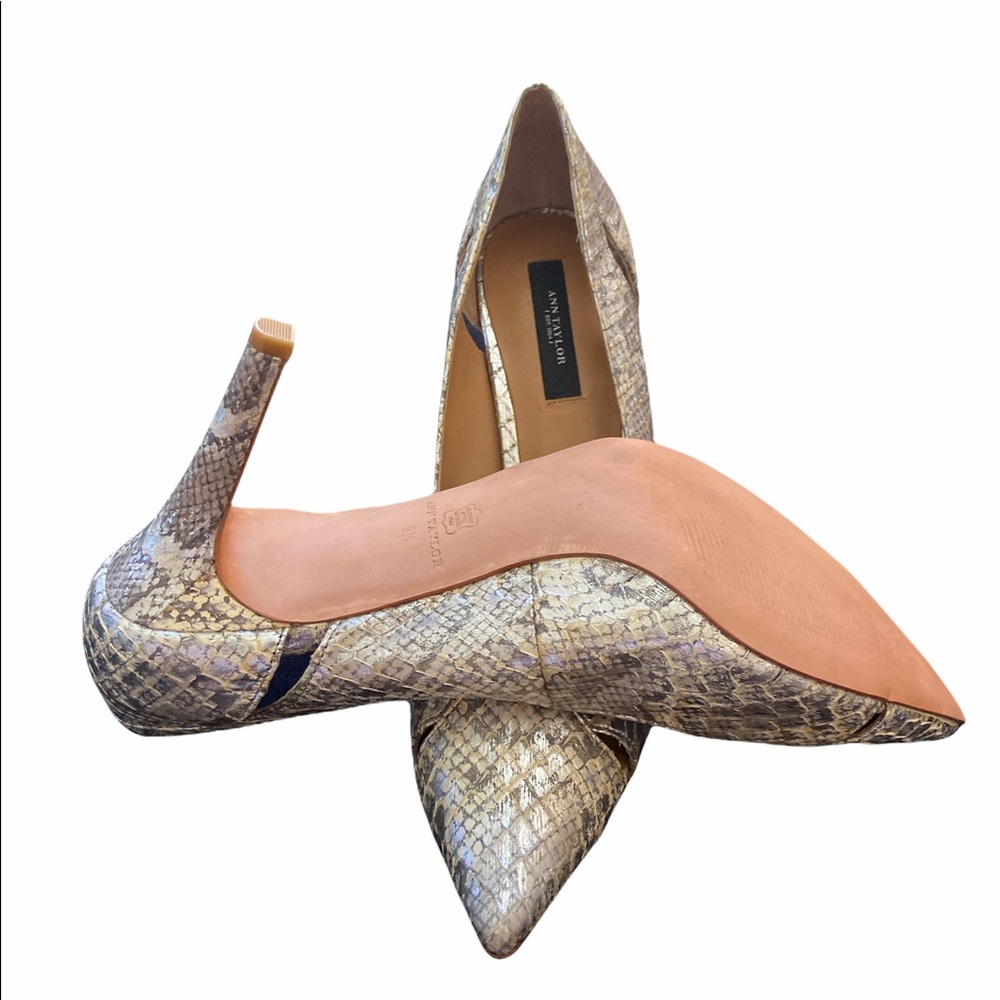 Ann Taylor Silver Python Pointed Toe Heels - image 8